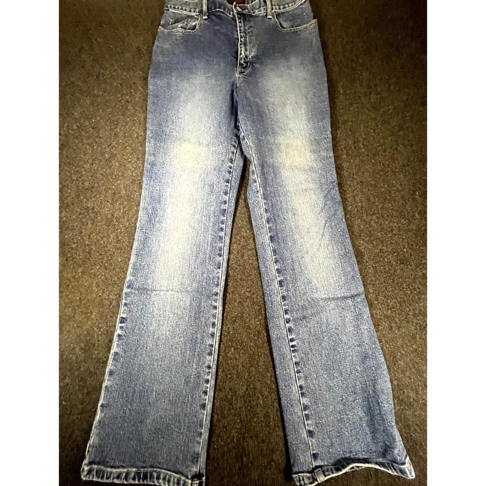 Vintage NY Jeans‎ Womens 12 Tall Blue Denim Cotton Stretch Logo Bootcut Leg Y2K
